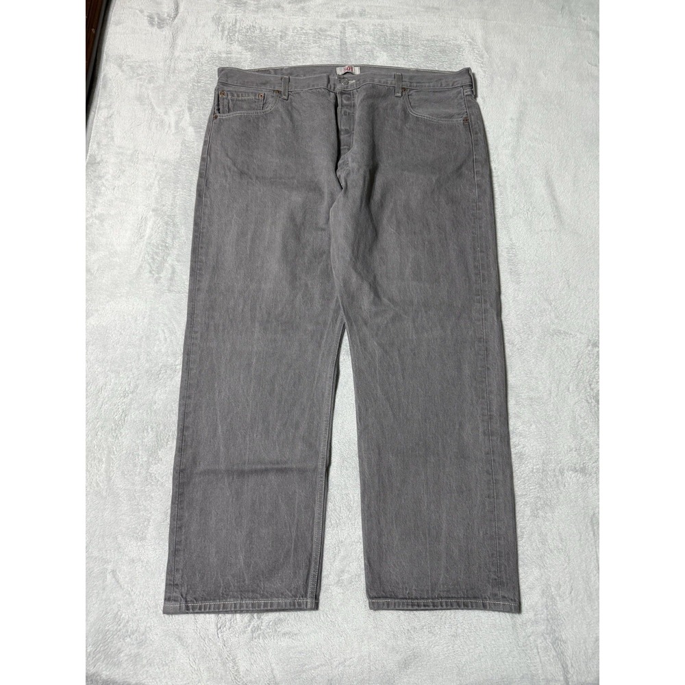 Levis‎ 501 Jeans Mens 42x28 Gray Straight Button Fly Mid Rise Denim